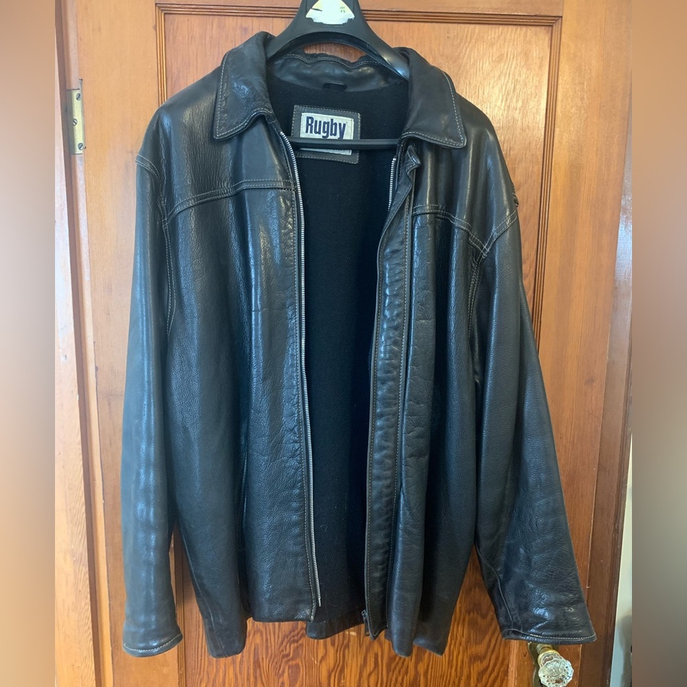 Men’s Rugby Leather Bomber Jacket